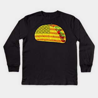 Patriotic Taco Lover USA American Flag Funny 4th of July Kids Long Sleeve T-Shirt